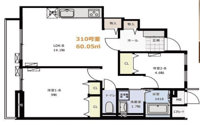 フラット中目黒310の間取り