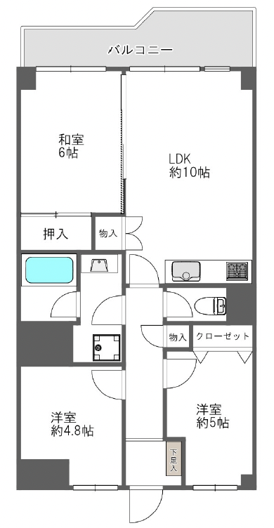 池尻4丁目マンションA棟11Fの間取り