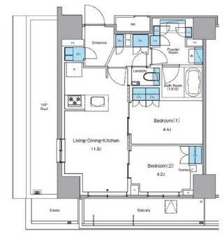 ルフォンプログレ渋谷ヒルトップ1704の間取り