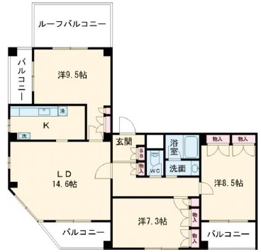 用賀テラス401の間取り