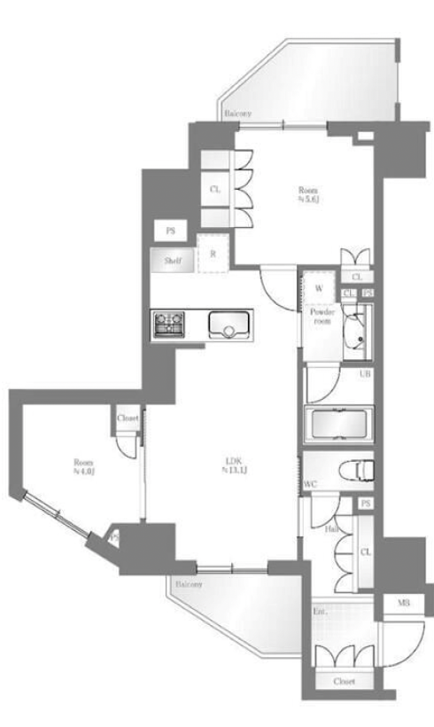 オープンレジデンシア池尻大橋401の間取り