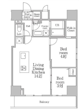 レジディア三軒茶屋Ⅲ802の間取り