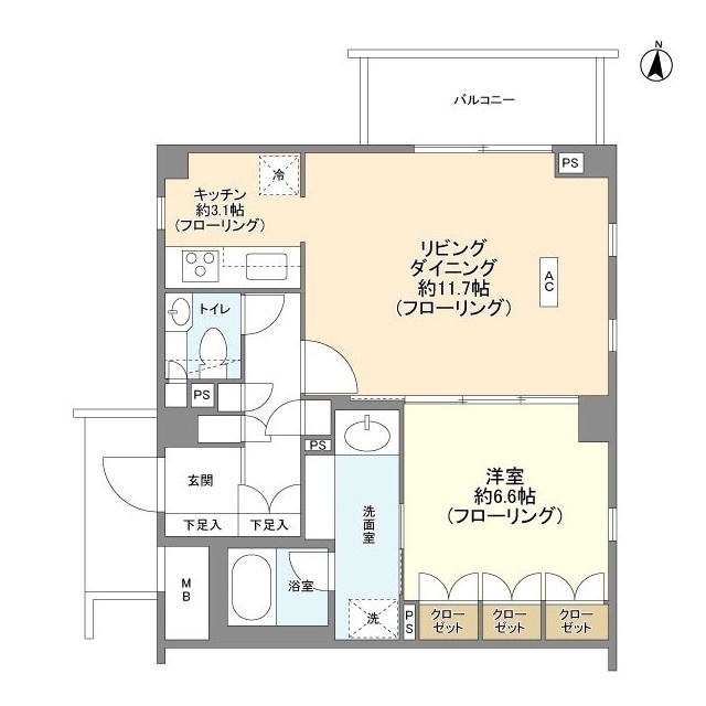 グランドメゾン都立大学206の間取り