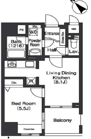 プライムアーバン中目黒Ⅱ302の間取り