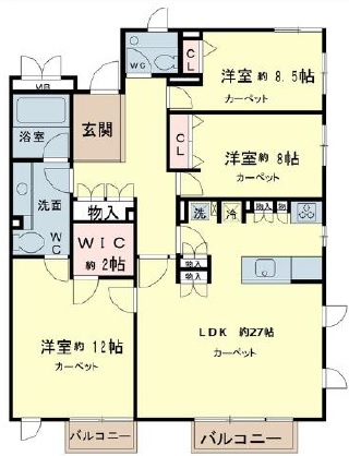 リエールパティオ代沢302の間取り