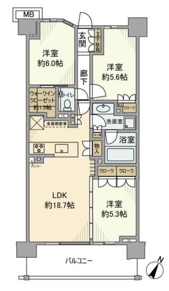 パークホームズ用賀一丁目704の間取り