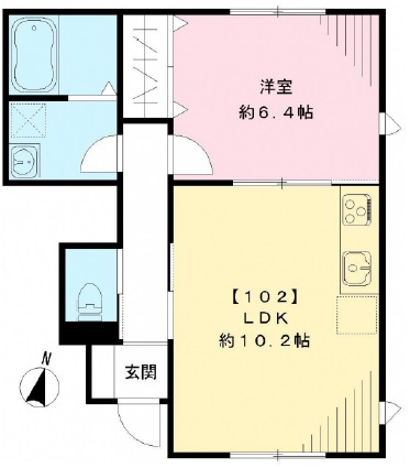 メゾンレーヴ都立大学102の間取り