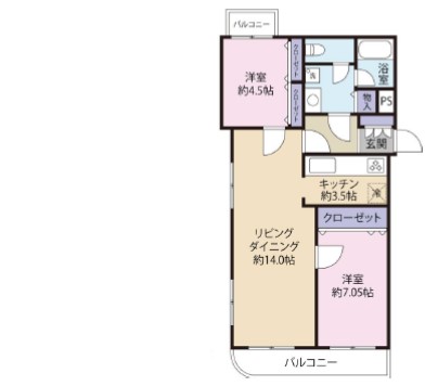 ライオンズマンション桜ヶ丘4階の間取り