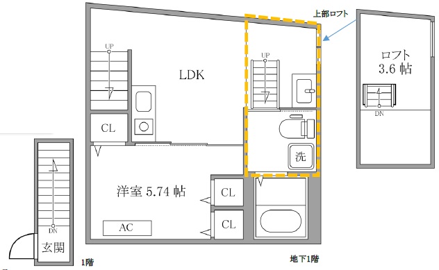 Witt-style中目黒（ウィットスタイル中目黒）1Bの間取り