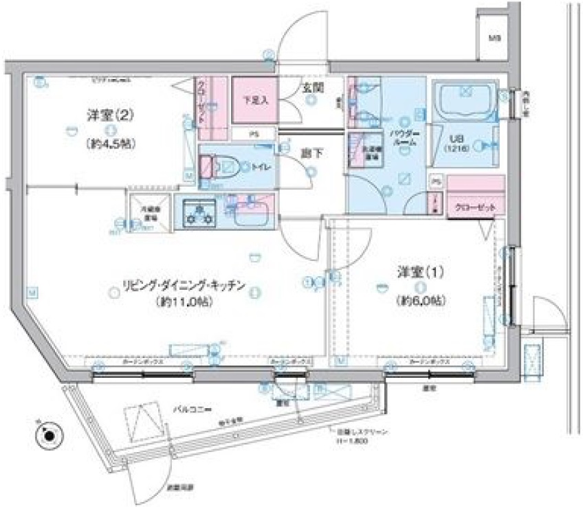 GENOVIA三軒茶屋green veil (ジェノヴィア三軒茶屋グリーンヴェール)104の間取り