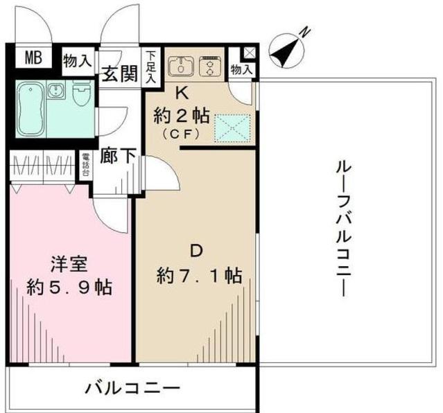 南平台サニーハイツ405の間取り