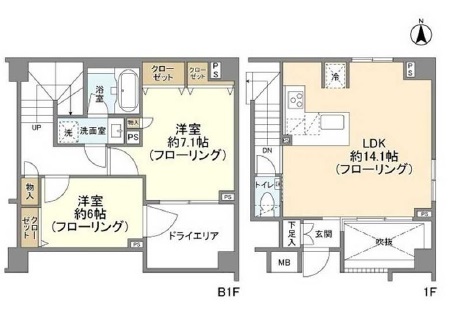 オープンレジデンス桜新町アベニューE棟103の間取り