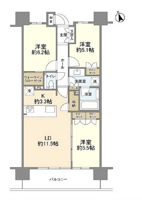 THEパームス祐天寺マスタープレイス405の間取り