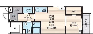 フォセット深沢201の間取り