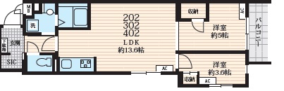 フォセット深沢202の間取り