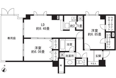 レジディア三軒茶屋Ⅱ101の間取り