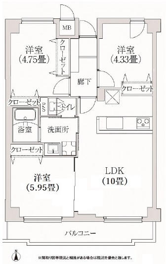 コスモリード学芸大学205の間取り