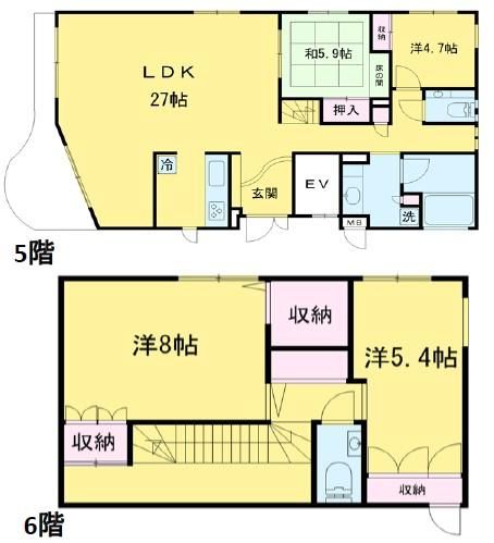 キャステリーノ三宿5-6階の間取り