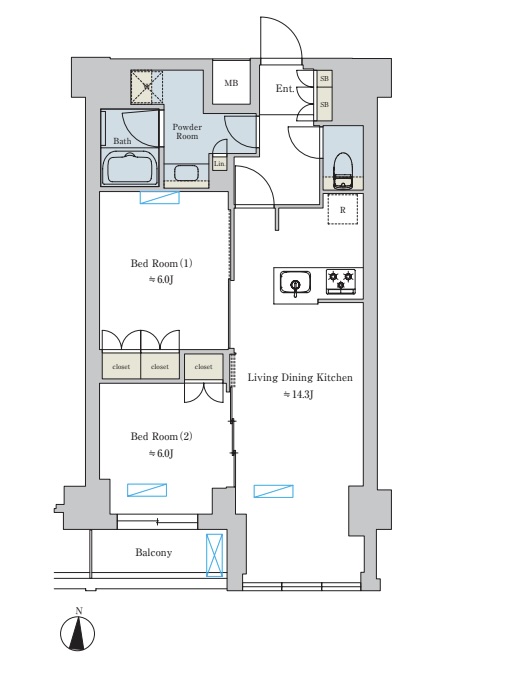 Brillia ist 池尻大橋(ブリリア イスト 池尻大橋)518の間取り