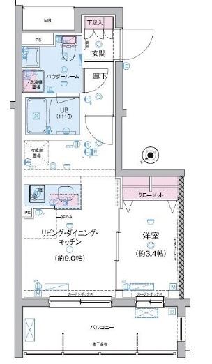 GENOVIA三軒茶屋green veil213の間取り