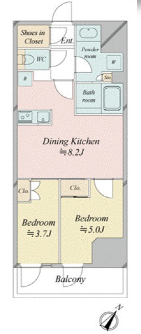 レジディア中目黒Ⅲ1204の間取り