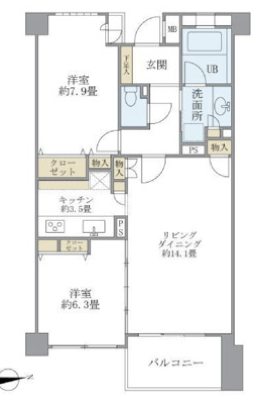アパートメンツ東山308の間取り