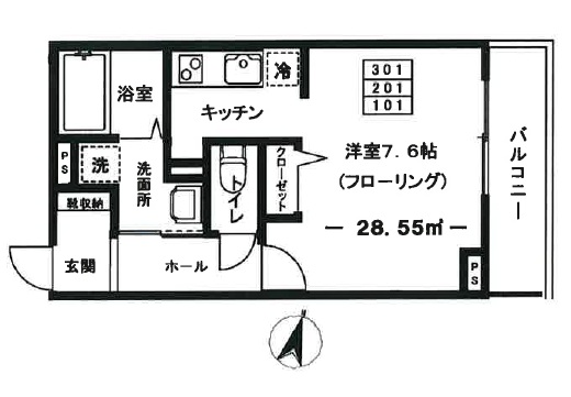 アシュエル三宿101の間取り