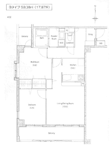 SOCIETY KAKINOKIZAKA ANNEX(ソサエティ柿の木坂アネックス)402の間取り