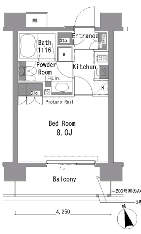 パークアクシス渋谷桜丘ウエスト1103の間取り