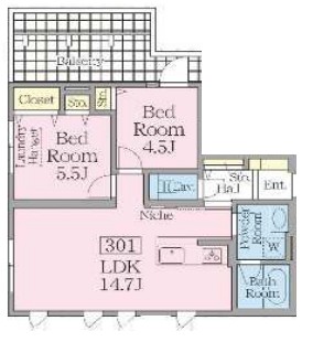 コリーヌ駒場池尻301の間取り