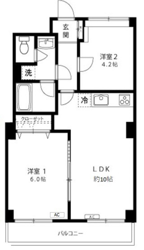 ニューウェルハイツ第2三軒茶屋202の間取り
