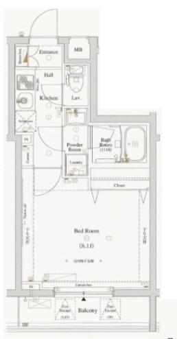 AXAS目黒祐天寺(アクサス目黒祐天寺)403の間取り