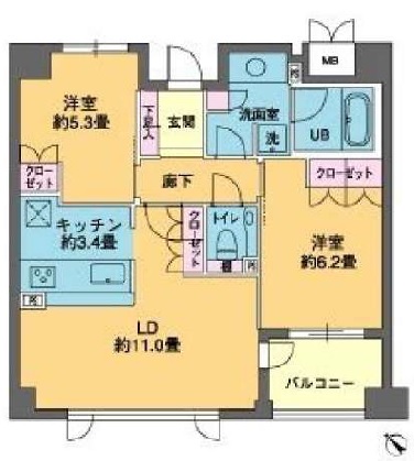 カスタリア若林公園403の間取り