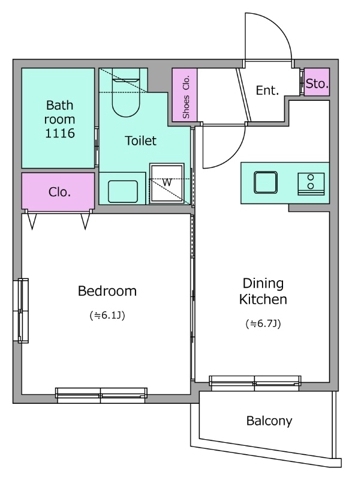 レジディア世田谷若林0103の間取り