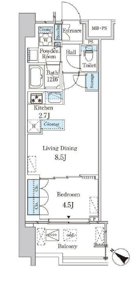 レガシス中目黒205の間取り