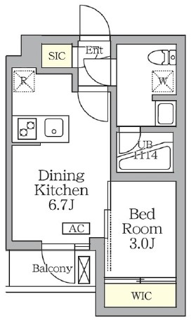 アジールコート三宿テラス213の間取り