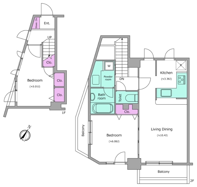 レジディア三軒茶屋Ⅱ0701の間取り