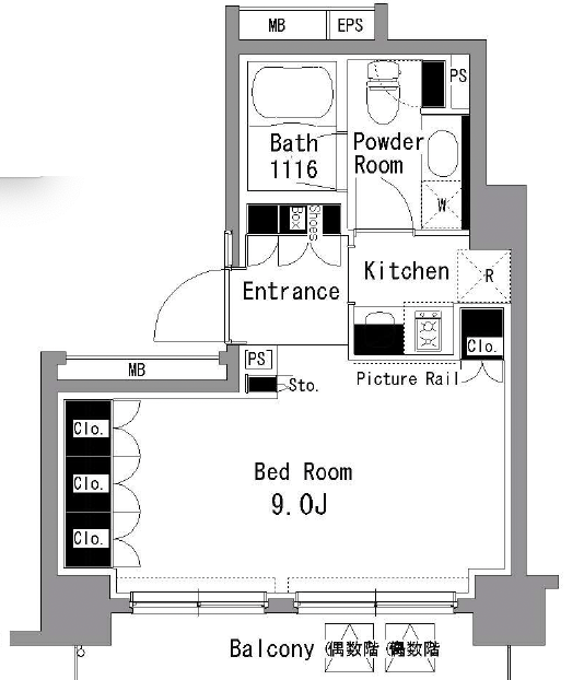 パークアクシス渋谷桜丘ウエスト305の間取り