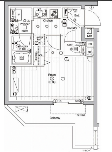 プレミアムキューブ下北沢201の間取り