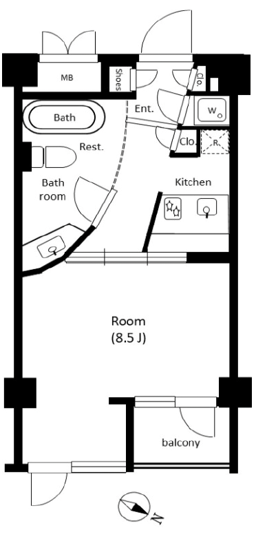 シンシア三軒茶屋レジデンスカフェ203の間取り