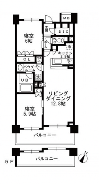 シャンピアグランデ深沢410の間取り