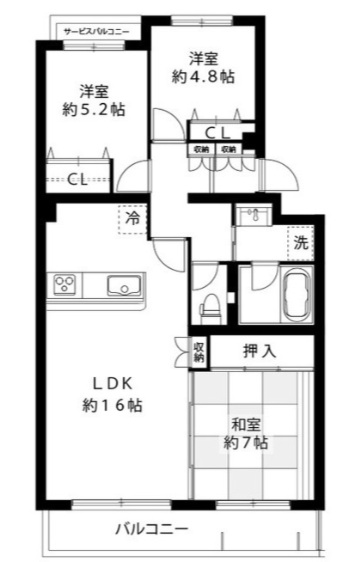 アソシエール世田谷弦巻302の間取り