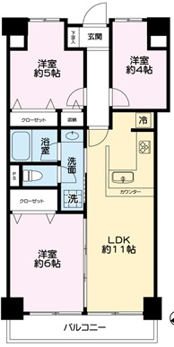 朝日広尾マンション3Fの間取り