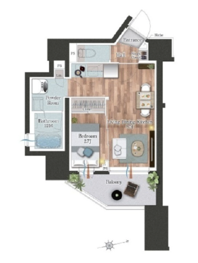 デュオフラッツ池尻大橋ノリス601の間取り