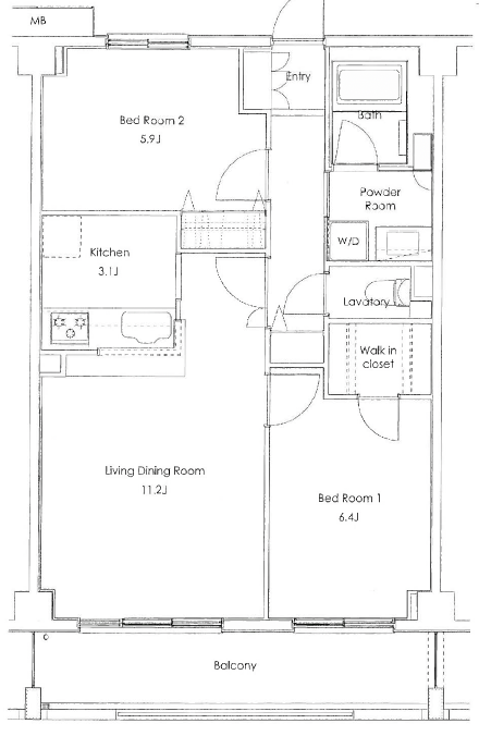 SOCIETY KAKINOKIZAKA ANNEX(ソサエティ柿の木坂アネックス)205の間取り