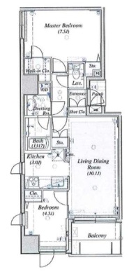 ランドコム恵比寿代官山304の間取り
