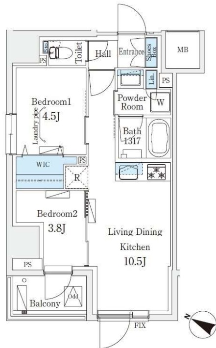 Urban Breeze 恵比寿(アーバンブリーズ恵比寿)1301の間取り