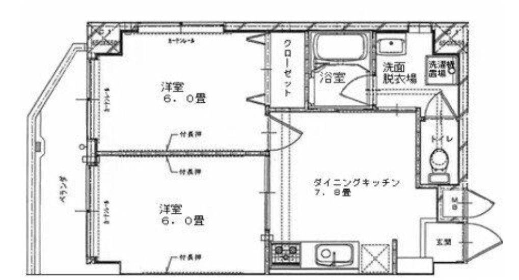 シャトーポレール若林102の間取り