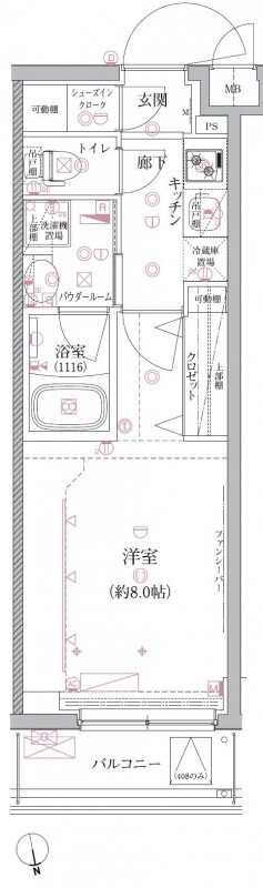 クレイシア祐天寺208の間取り