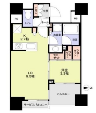 クレヴィア恵比寿904の間取り